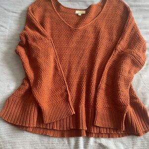 Lucky Brand Women's V-Neck Sweater - Burnt Orange